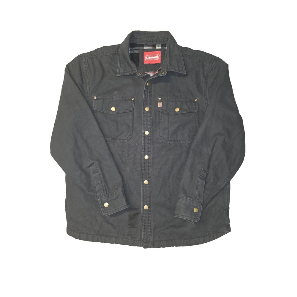 Coleman Fleece Lined Size M Black Button Up Canvas Jacket